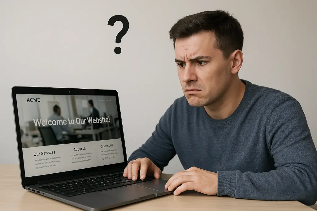 Návštevník pozerajúci na web, ktorý je neprehľadný