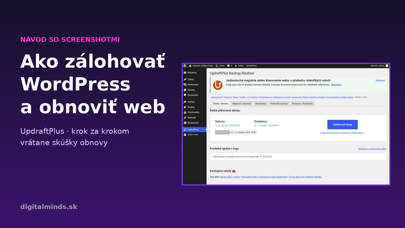 Ako zálohovať WordPress web a obnoviť ho zo zálohy (návod so screenshotmi)